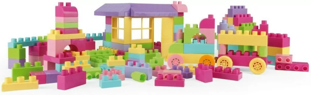 Kids Blocks. Klocki w pojemniku, różowe, 132 elementy - tantis.pl