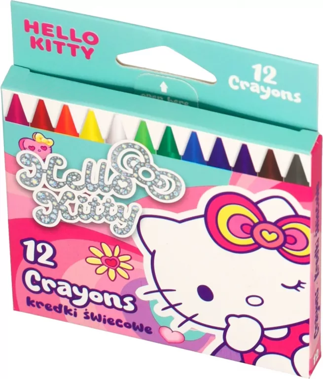Kredki świecowe Hello Kitty Pink 12 kolorów - tantis.pl