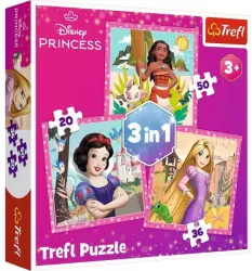 Puzzle 3w1. Disney Princess. Piękne kwiaty