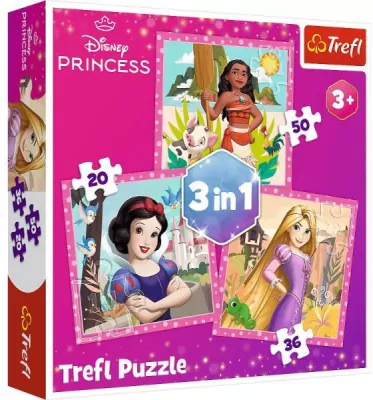 Puzzle 3w1. Disney Princess. Piękne kwiaty