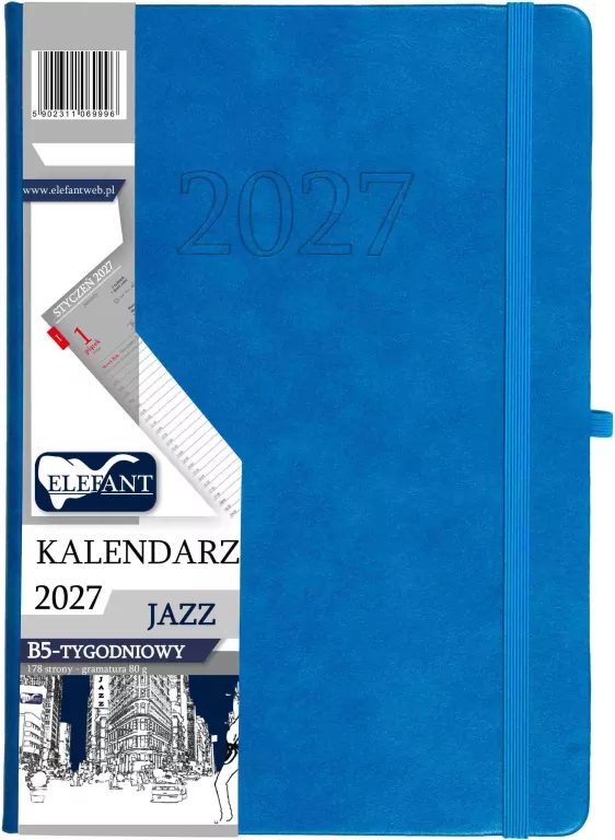 Kalendarz Jazz 2027 B5 tygodniowy niebieski - tantis.pl