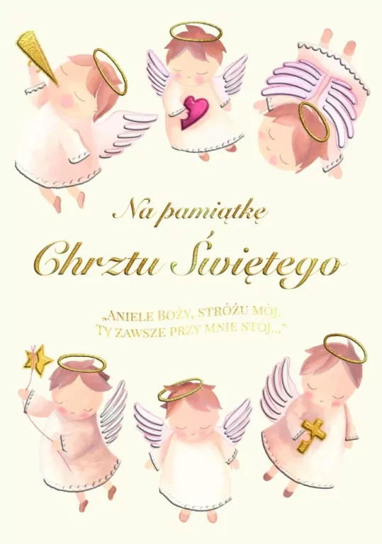 Karnet A5 Chrzest - Aniołki - tantis.pl