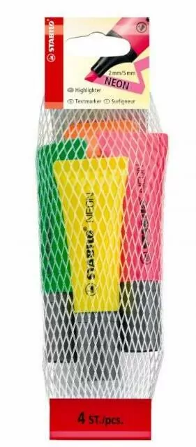 Zakreślacz Neon 4 kol. żół/zie/pom/róż bls STABILO - tantis.pl