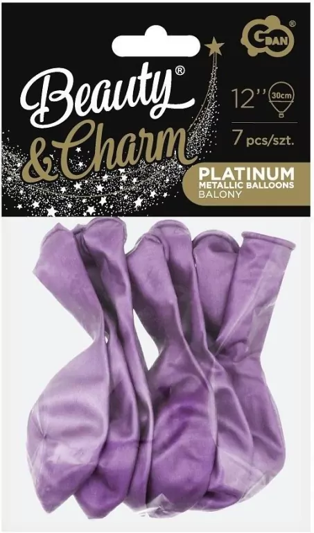 Balony Beauty&Charm, platynowe j. fiolet 30cm 7szt - tantis.pl