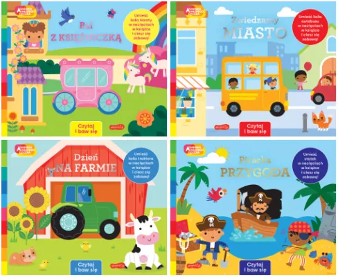 Pakiet: Czytaj i baw się. Akademia Mądrego Dziecka. Bal z księżniczką/ Zwiedzamy miasto/ Dzień na farmie/ Piracka przygoda
