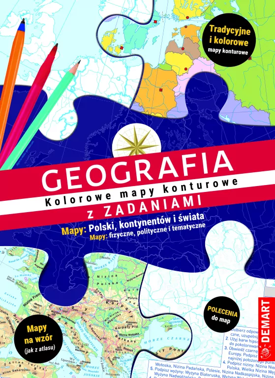 Geografia z zadaniami. Kolorowe mapy konturowe - tantis.pl