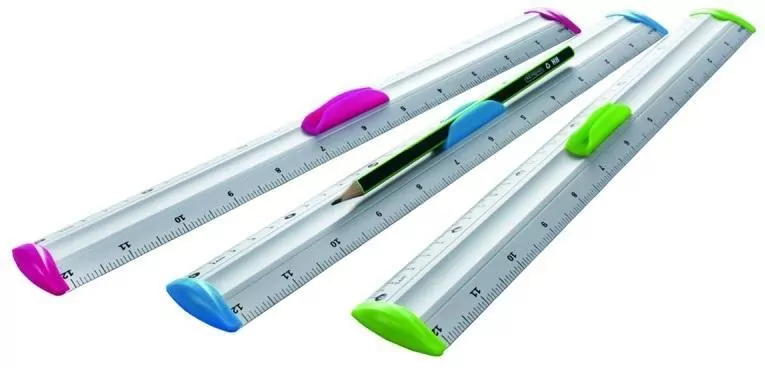 Linijka aluminiowa z uchwytem na ołówek 30cm, mix - tantis.pl