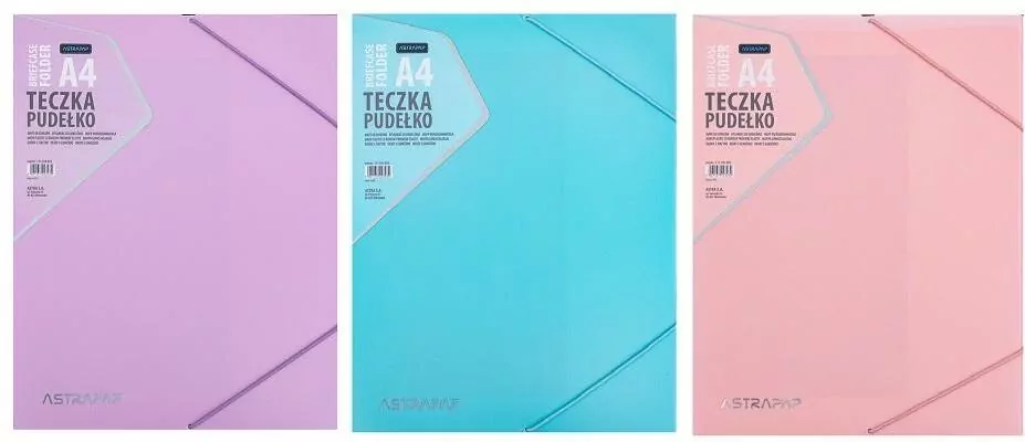 Teczka-pudełko z gumką PP pastel mix ASTRA - tantis.pl