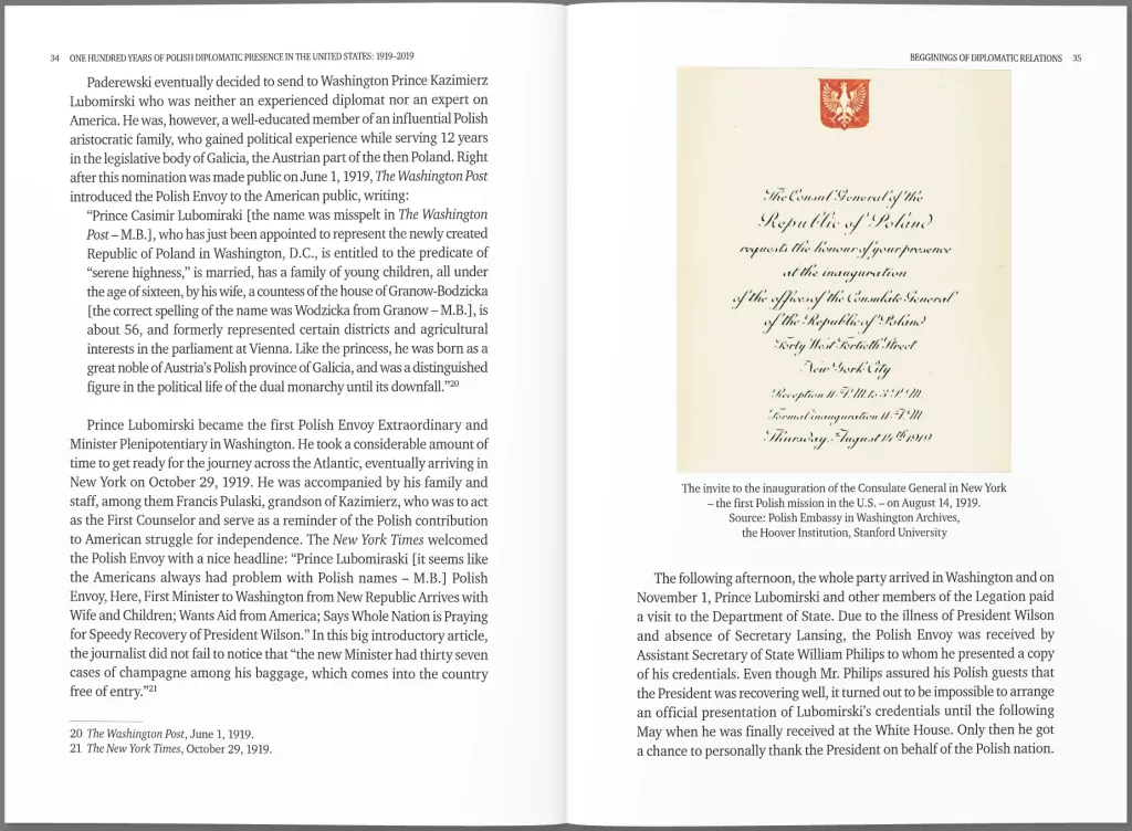One Hundred Years Of Polish Diplomatic Presence In The United States: 1919-2019 - tantis.pl