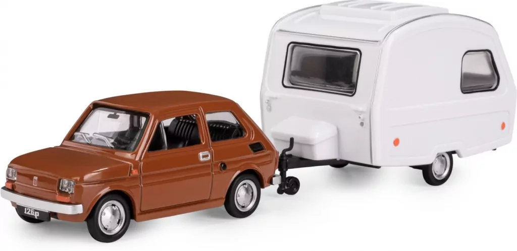 Fiat 126p + przyczepa Niewiadów Kemping brązowy - tantis.pl