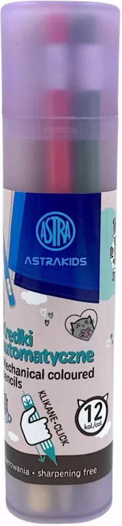 Kredki automatyczne w tubie Amimals 12kol ASTRA - tantis.pl