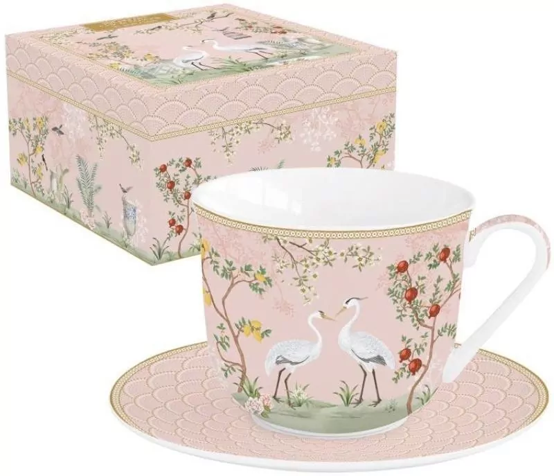 Filiżanka porcelanowa ze spodkiem Magiczny ogród - tantis.pl