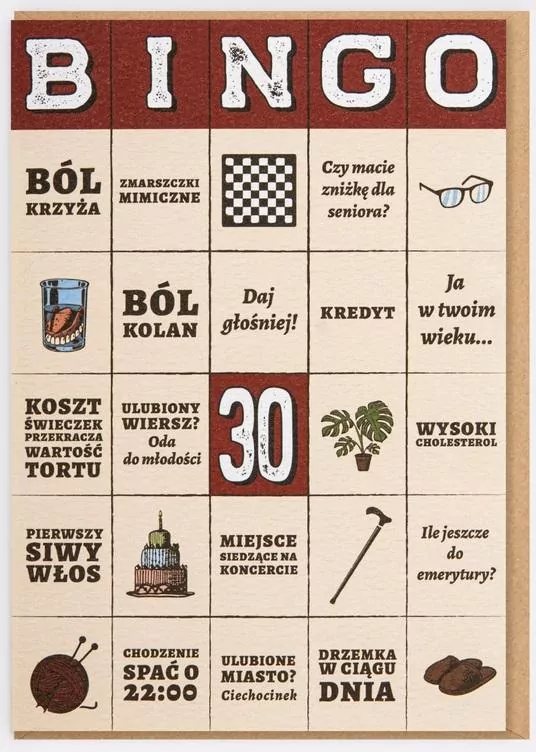 Kartka. Bingo 30 Urodziny - tantis.pl