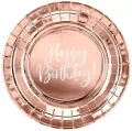 Talerzyki Happy Birthday! różowe złoto 18cm - tantis.pl