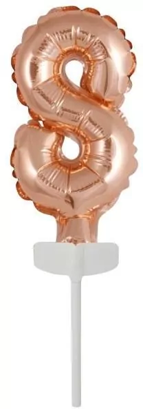 Balon foliowy mini cyfra 8 różowe złoto 6,5x12cm - tantis.pl