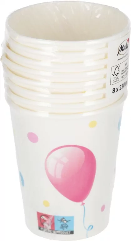 KUBEK PAP 250ML BALONY 053101 PM OP8SZT - tantis.pl