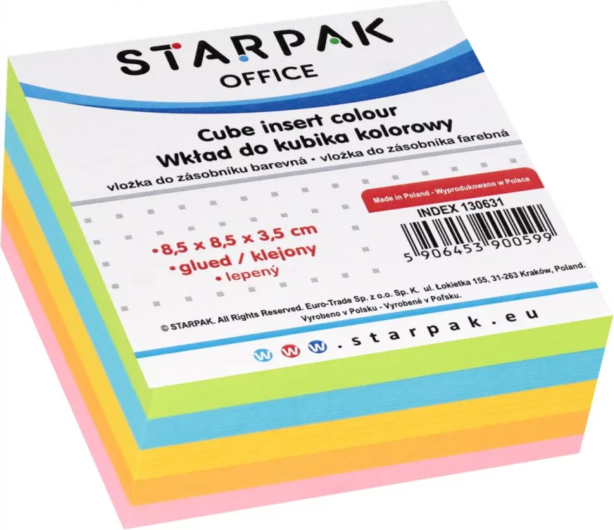 Wkład do kubika kolorowy klejony 85x85 mm - tantis.pl