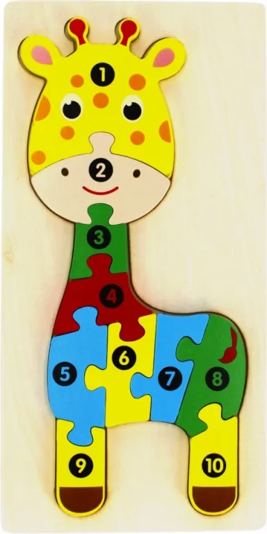 Układanka drewniana Żyrafa. 10 elementów - tantis.pl