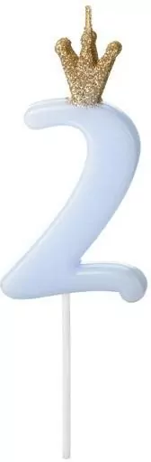 Świeczka urodzinowa 2. Jasno niebieski 9,5cm - tantis.pl