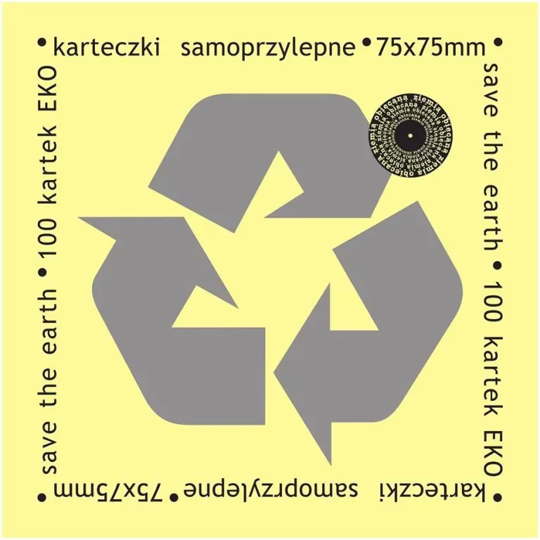 Karteczki samoprzylepne eko 75x75mm 100K, żółte - tantis.pl