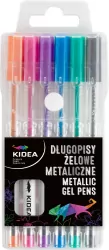 Długopisy żelowe metaliczne 6 kolorów KIDEA