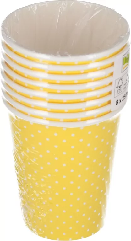 KUBEK PAP 250ML ZOL KROPKI 036809 PM OP8SZT FOL - tantis.pl