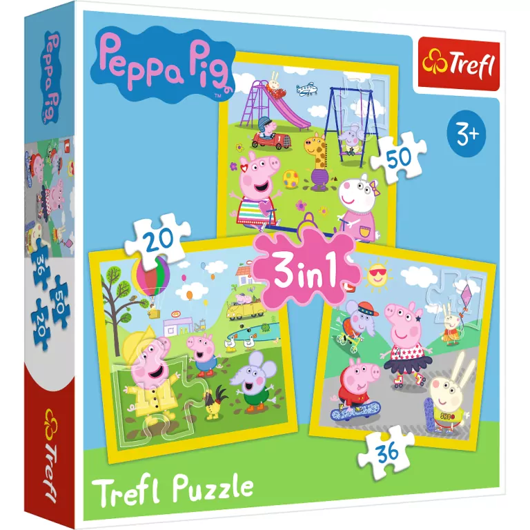 Trefl. Puzzle 3w1. Świnka Peppa. Wesoły dzień - tantis.pl