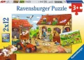 Ravensburger. Puzzle 2x12. Praca na farmie - tantis.pl