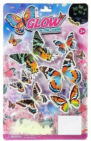 Naklejki fluo na ścianę motyle 34,5x21,5x1,5cm - tantis.pl