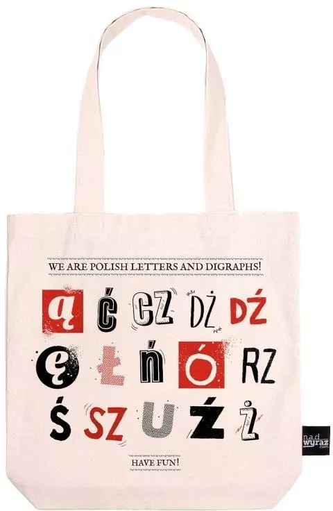 Torba bawełniania ecru. Polskie literki - tantis.pl