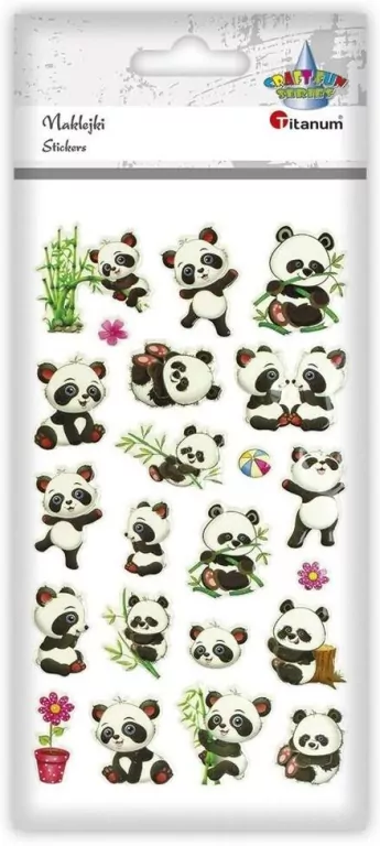 Naklejki wypukłe misie panda mix 22szt - tantis.pl