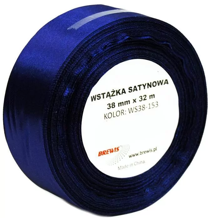 Wstążka satynowa. Granatowa 38mmx32m - tantis.pl