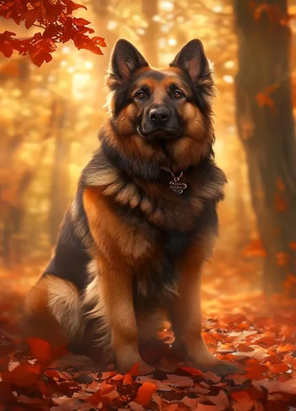 Diamentowa Mozaika Pies owczarek jesienią NO-2003086 - tantis.pl