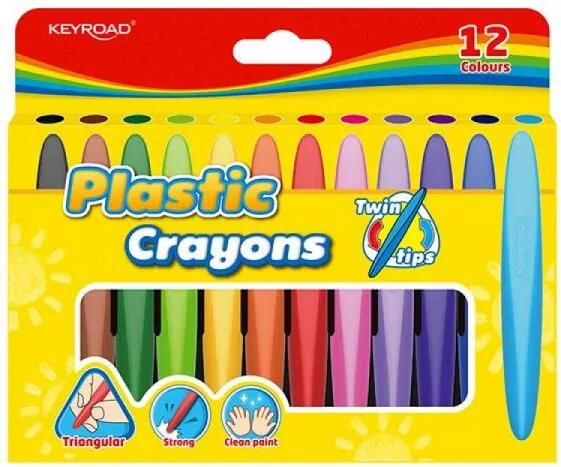 Keyroad. Kredki woskowe Twin Tips trójkątne, 12 kolorów - tantis.pl