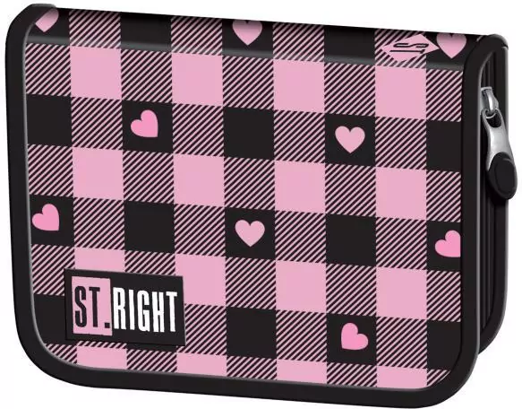 Piórnik dwuklapkowy bez wyposażenia Pink Checkered - tantis.pl