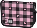 Piórnik dwuklapkowy bez wyposażenia Pink Checkered - tantis.pl