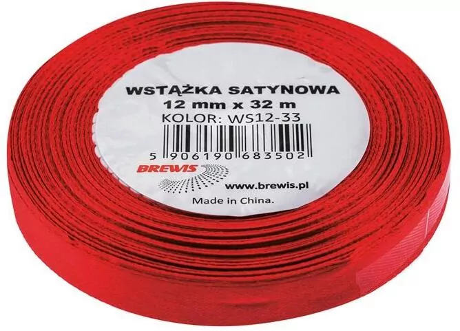 Wstążka satynowa bordowa 12mmx32m - tantis.pl