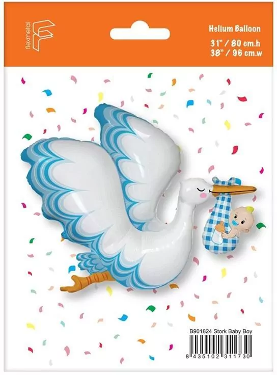 Balon foliowy Bocian Baby Boy, FX 61cm - tantis.pl