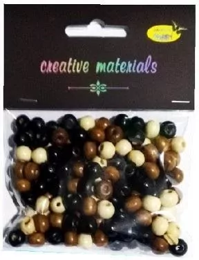 Koraliki drewniane naturalny mix ok 26g ok - tantis.pl