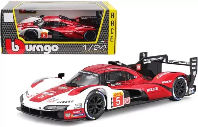 Racing Porsche 963 #5 White/Red 1:24 BBURAGO - tantis.pl