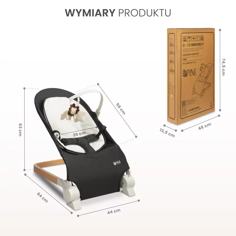 Caretero Leżaczek Pine grey - tantis.pl