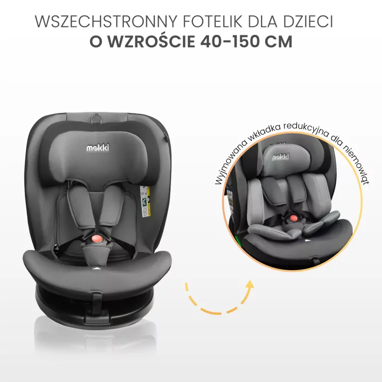 Caretero Fotelik Mokki szary (40-150cm) - tantis.pl