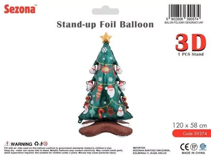 Balon Boże Narodzenie choinka 120x58cm - tantis.pl