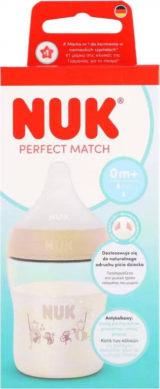 NUK. Perfect Match. Butelka z silionowym smoczkiem. 150 ml. Małpka - tantis.pl