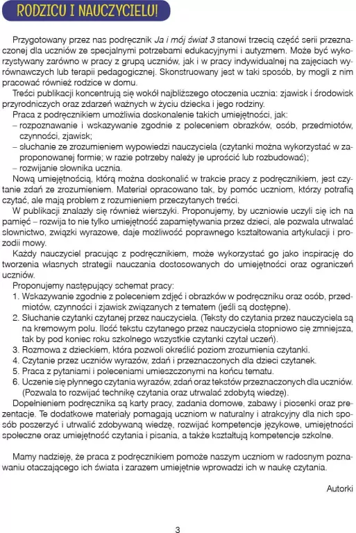 Ja i mój świat 3. Lekcje dla uczniów z autyzmem i specjalnymi potrzebami edukacyjnymi. Etap zadania. Podręcznik. Część 1 - tantis.pl