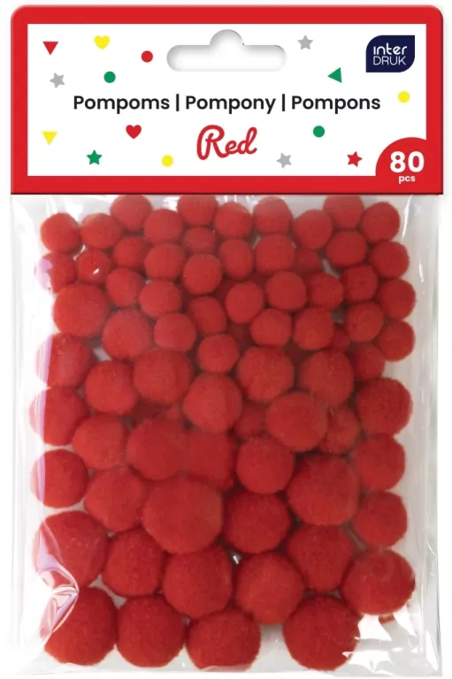 Pompony do dekoracji 80szt Red - tantis.pl