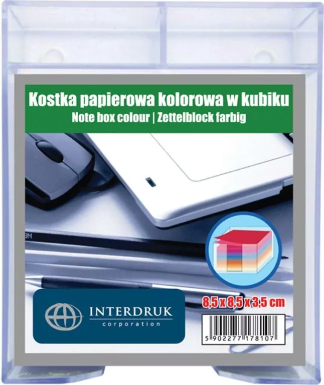 Kostka papierowa kolorowa 85x85x35 mm w kubiku - tantis.pl