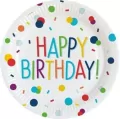 Talerze owalne papierowe Happy Birthday 23cm 8szt - tantis.pl