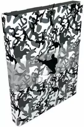 Teczka Box A4 na gumkę Kamuflaż szary - tantis.pl