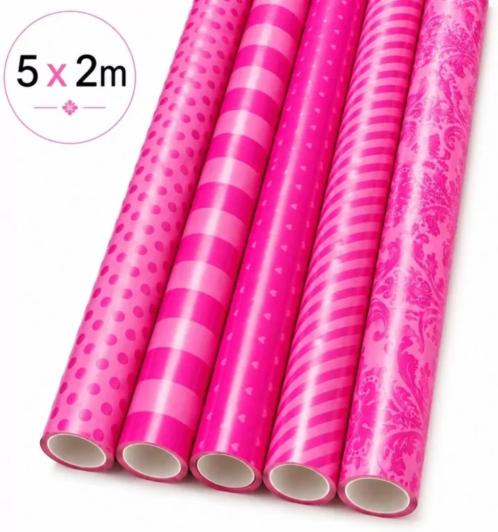Papier ozdobny 5x2mx57cm różowy (5szt) - tantis.pl